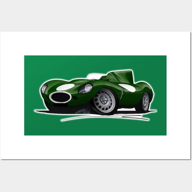 Jaguar D-Type (Racer) Dark Green Wall Art by y30man5